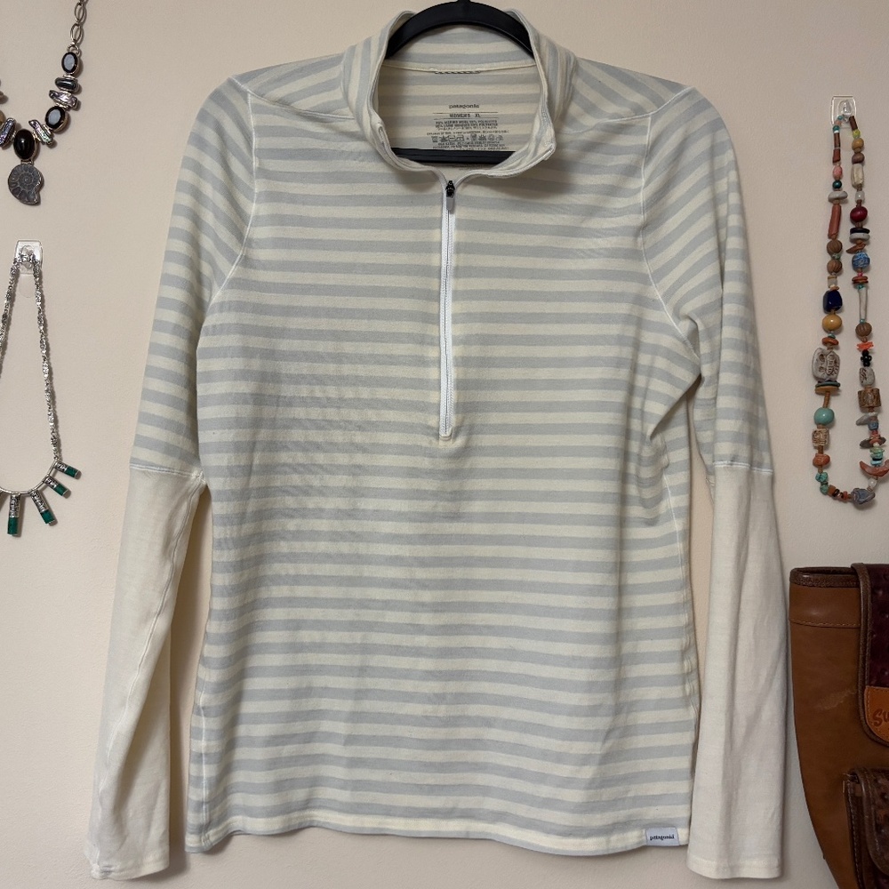 Patagonia Wool Base Layer Womens XL 1/2 Zip Mock Neck Top Shirt Pullover READ